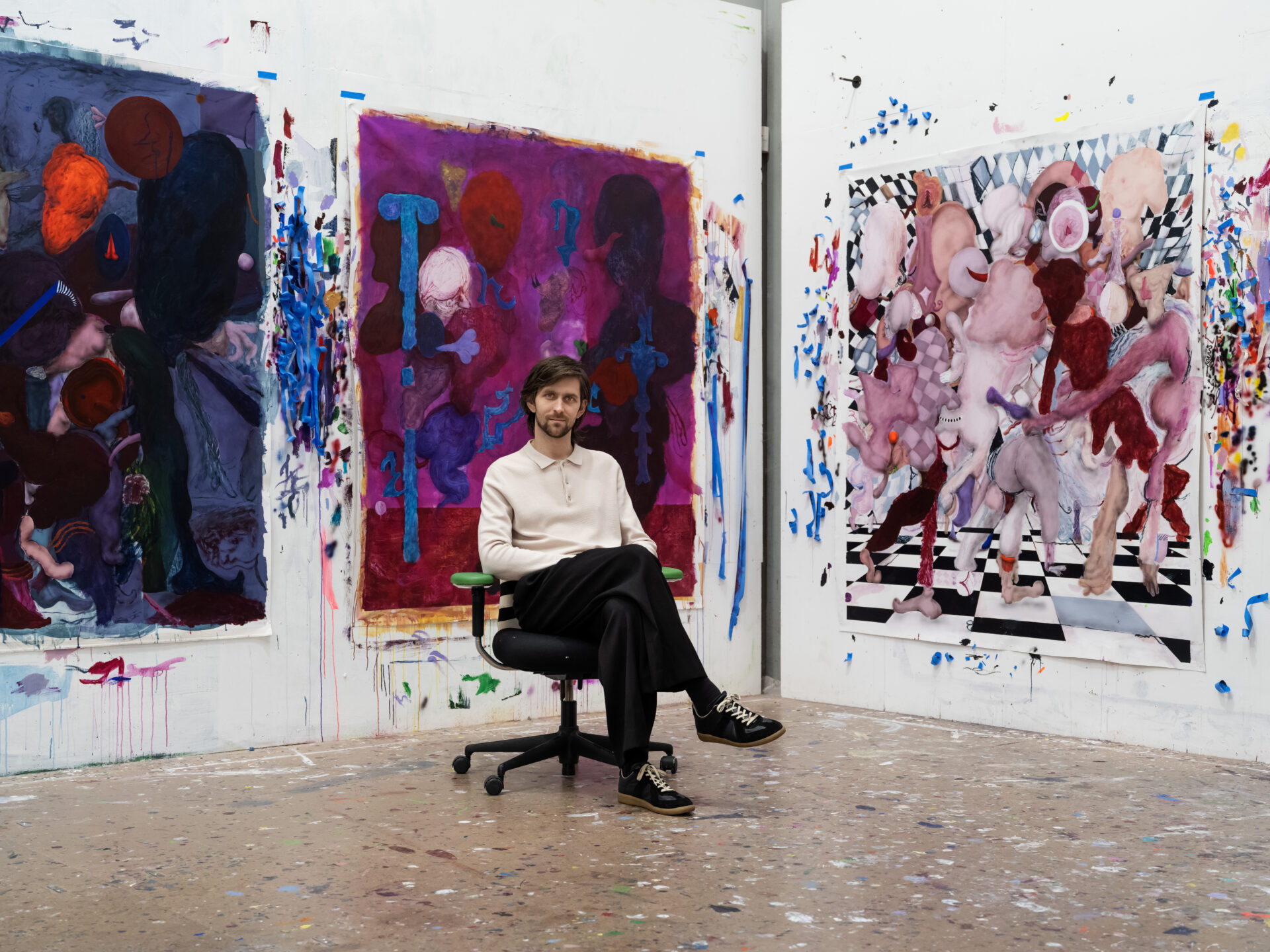 Nick Modrzewski in his studio in Melbourne, Australia, 2023. Photo by Simon Strong.